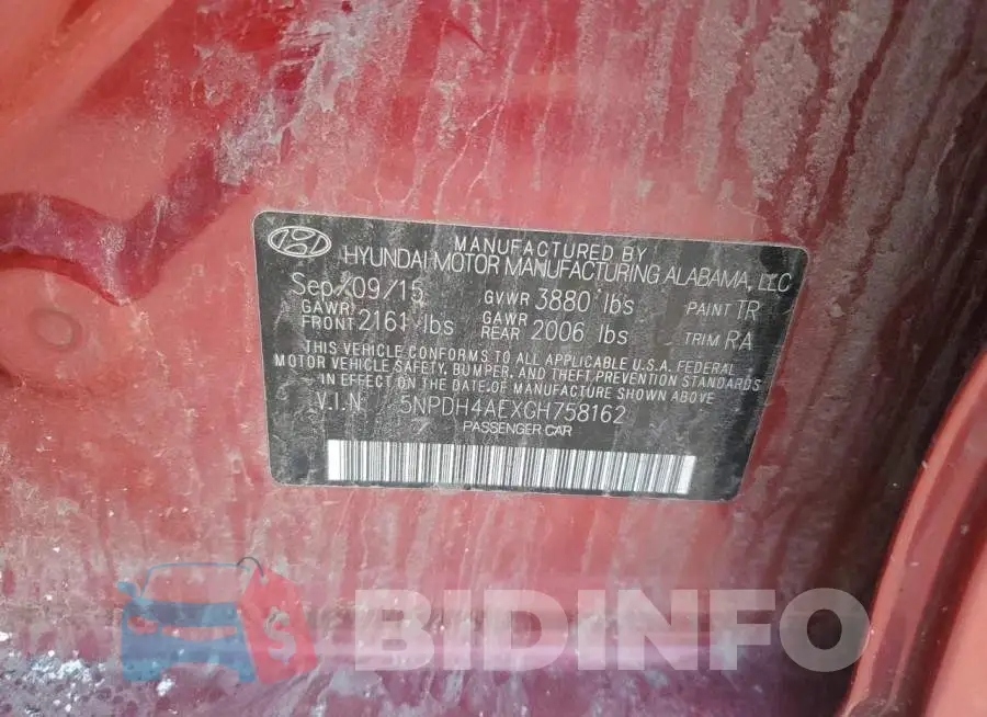 5NPDH4AEXGH758162 Photo# 12