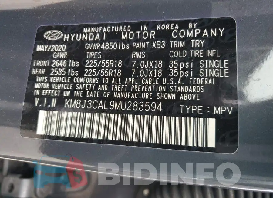 KM8J3CAL9MU283594 Photo# 14