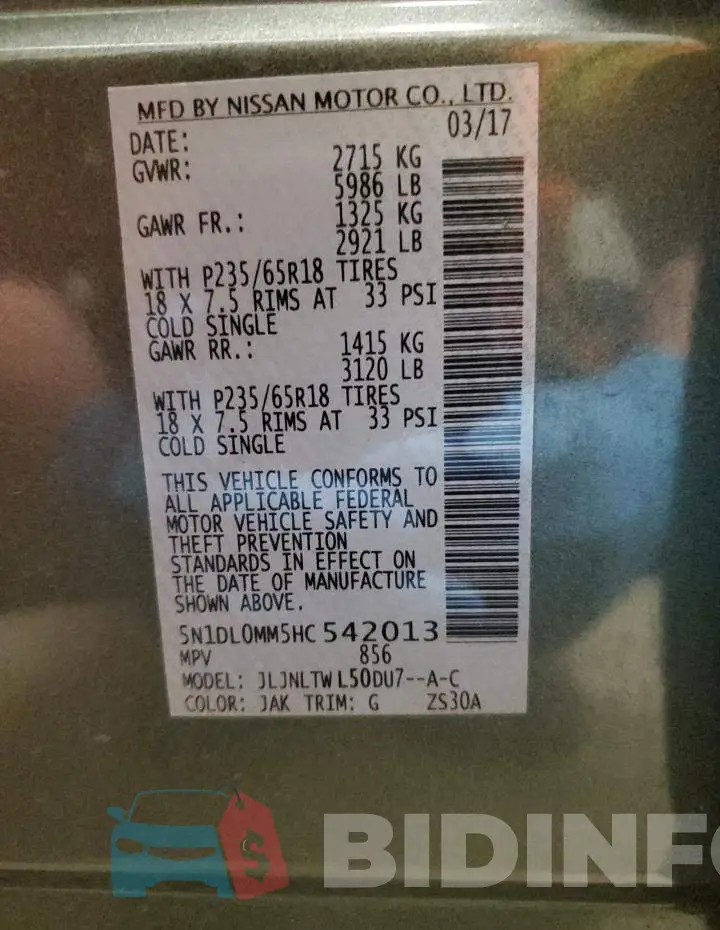 5N1DL0MM5HC542013 Photo# 14