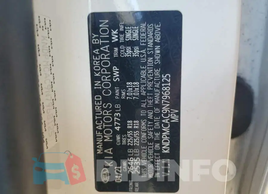 KNDPMCAC9N7968125 Photo# 13