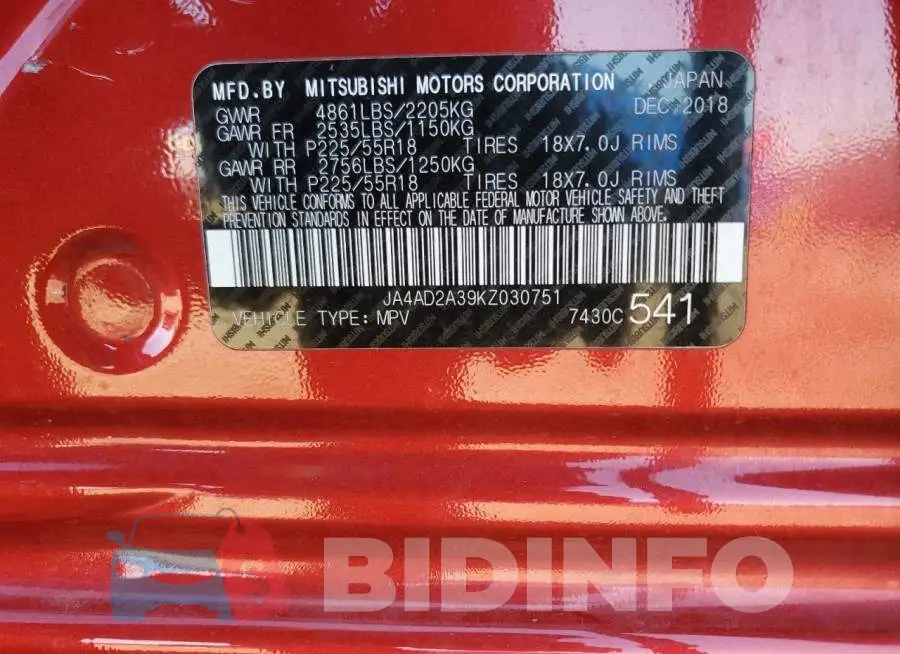JA4AD2A39KZ030751 Photo# 13