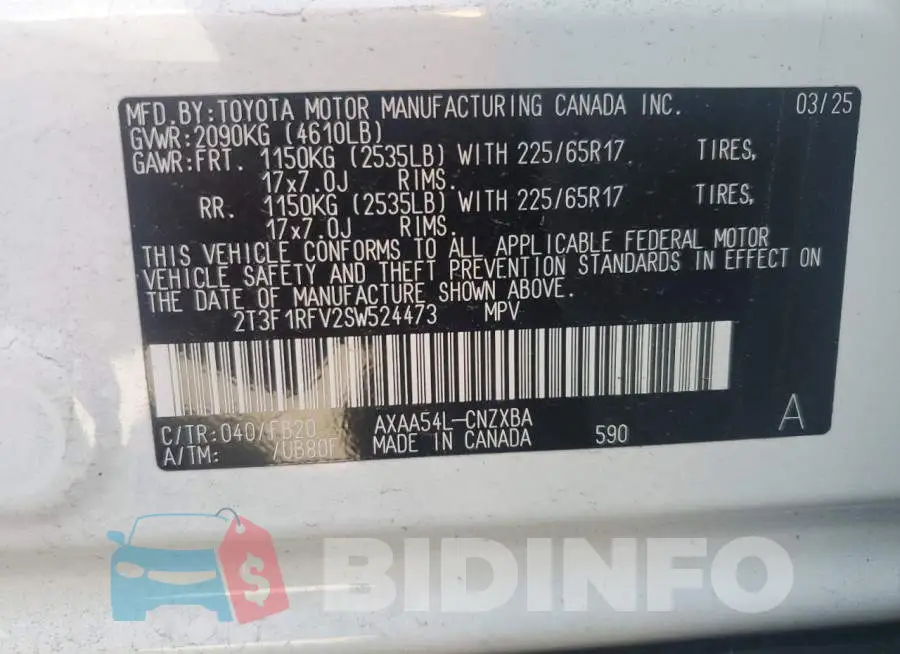 2T3F1RFV2SW524473 Photo# 14