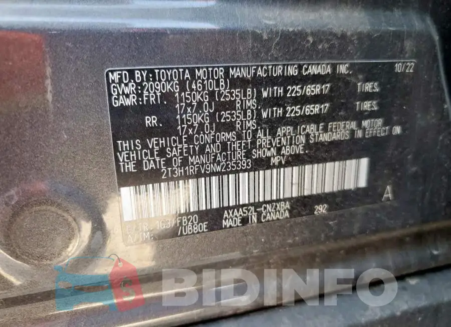 2T3H1RFV9NW235393 Photo# 12