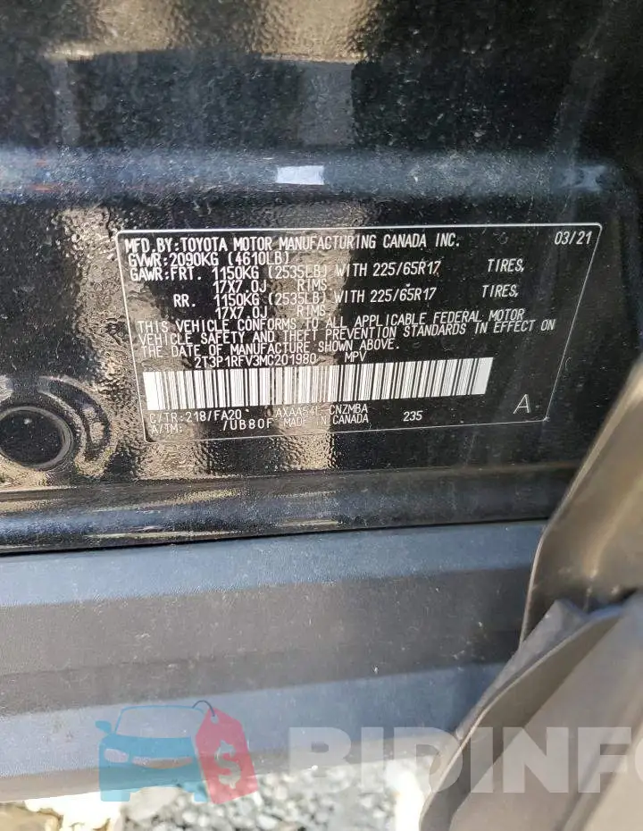 2T3P1RFV3MC201980 Photo# 13