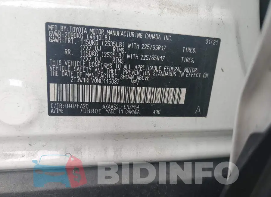 2T3W1RFV0MC116087 Photo# 14