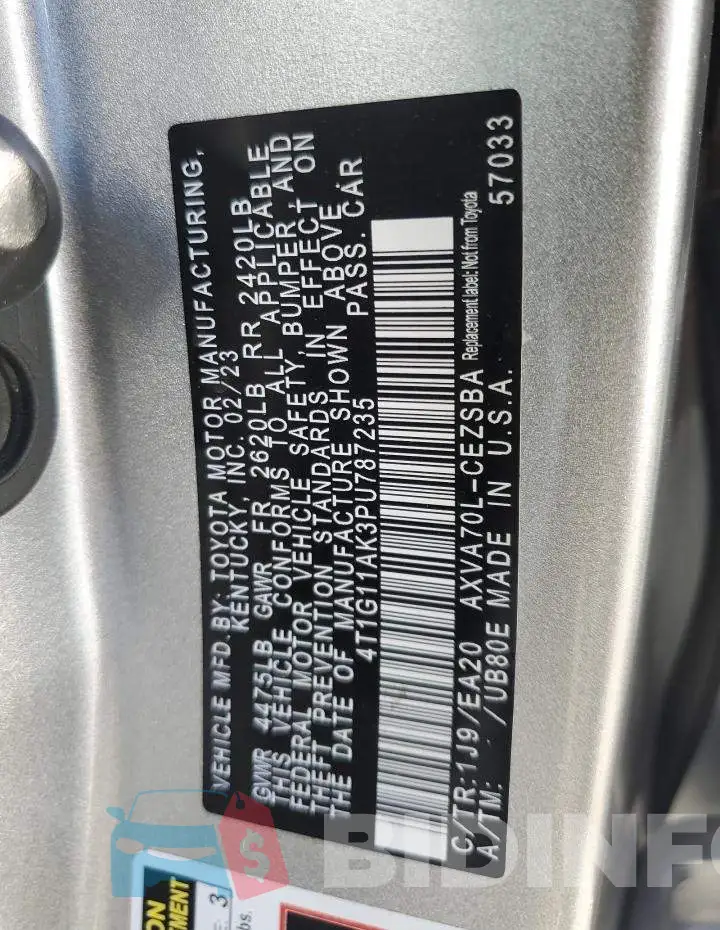 4T1G11AK3PU787235 Photo# 12