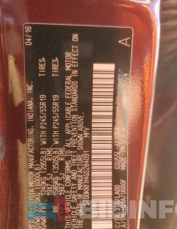 5TDDKRFH4GS284091 Photo# 13