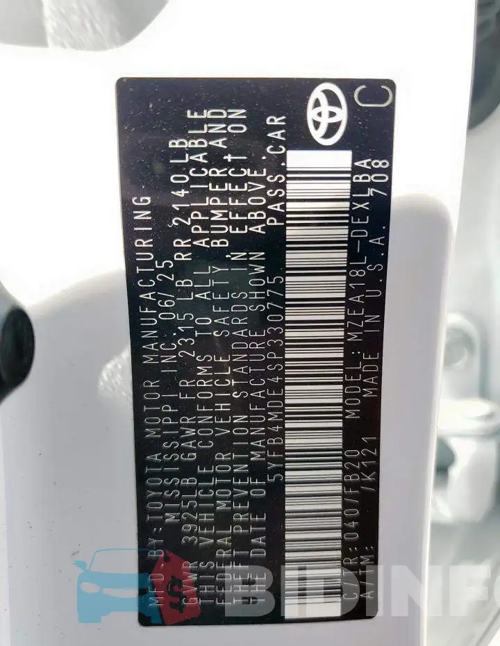 5YFB4MDE4SP330775 Photo# 12