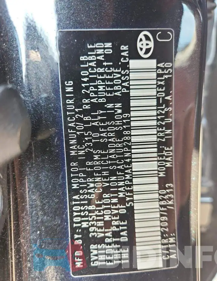 5YFEPMAE4NP288119 Photo# 12