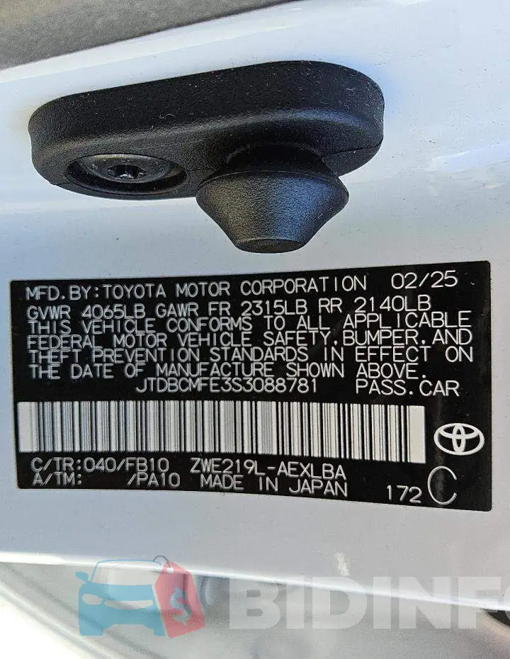 JTDBCMFE3S3088781 Photo# 12