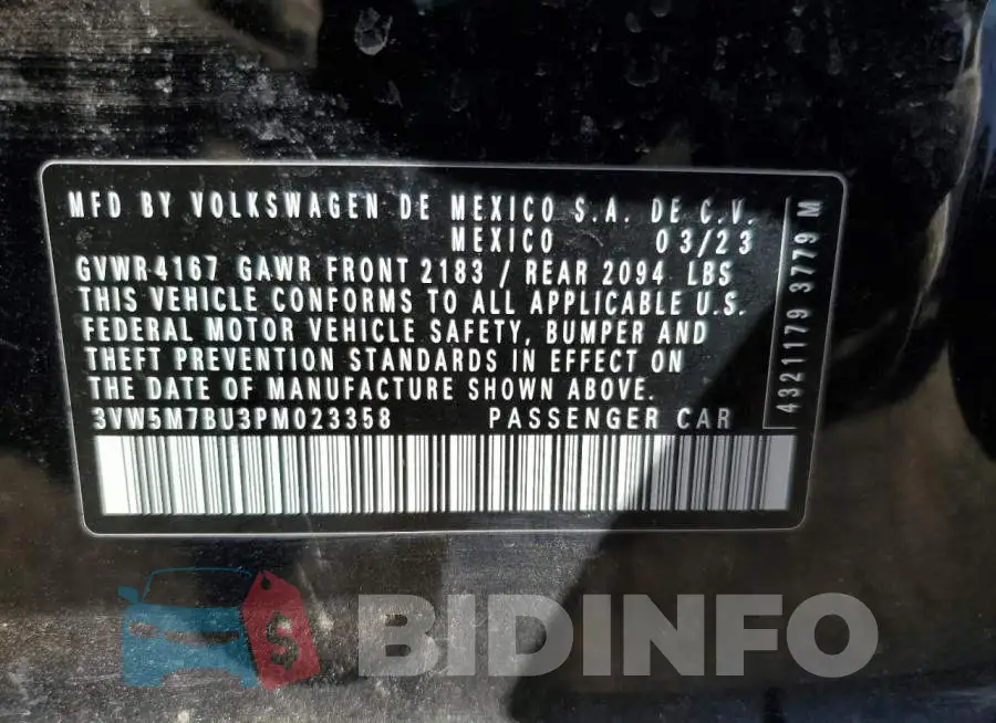 3VW5M7BU3PM023358 Photo# 12