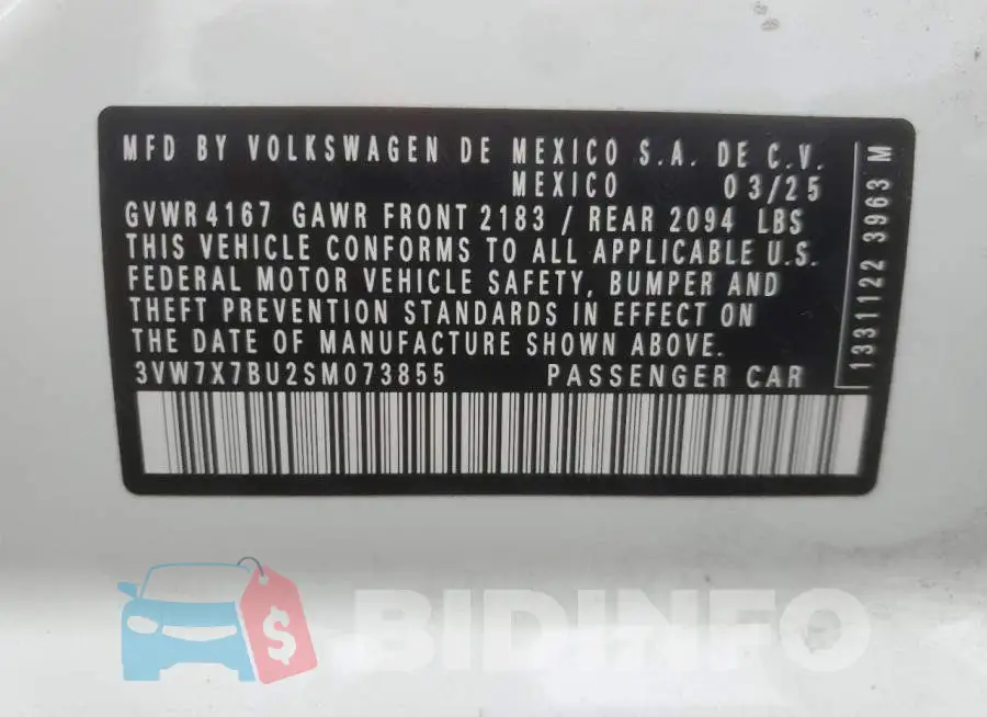 3VW7X7BU2SM073855 Photo# 12