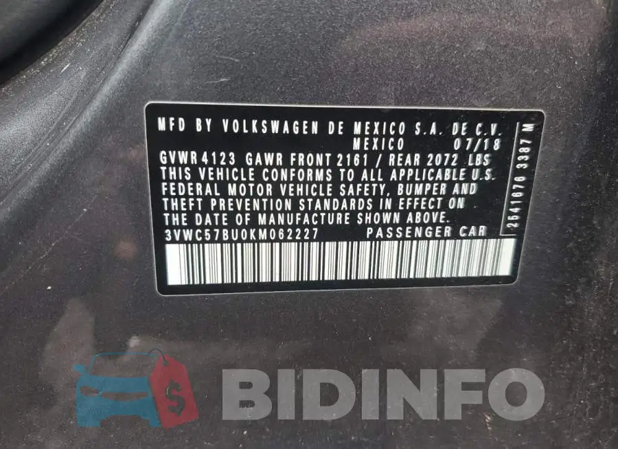 3VWC57BU0KM062227 Photo# 12