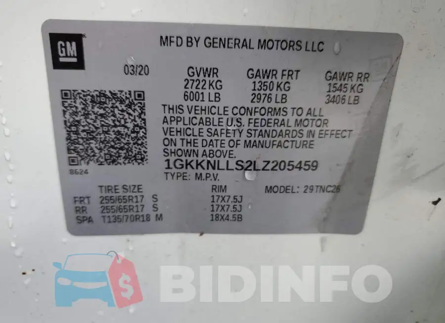 1GKKNLLS2LZ205459 Photo# 13