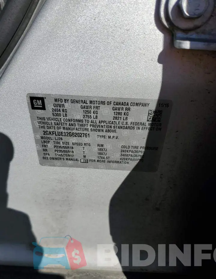2GKFLUE32G6202761 Photo# 12
