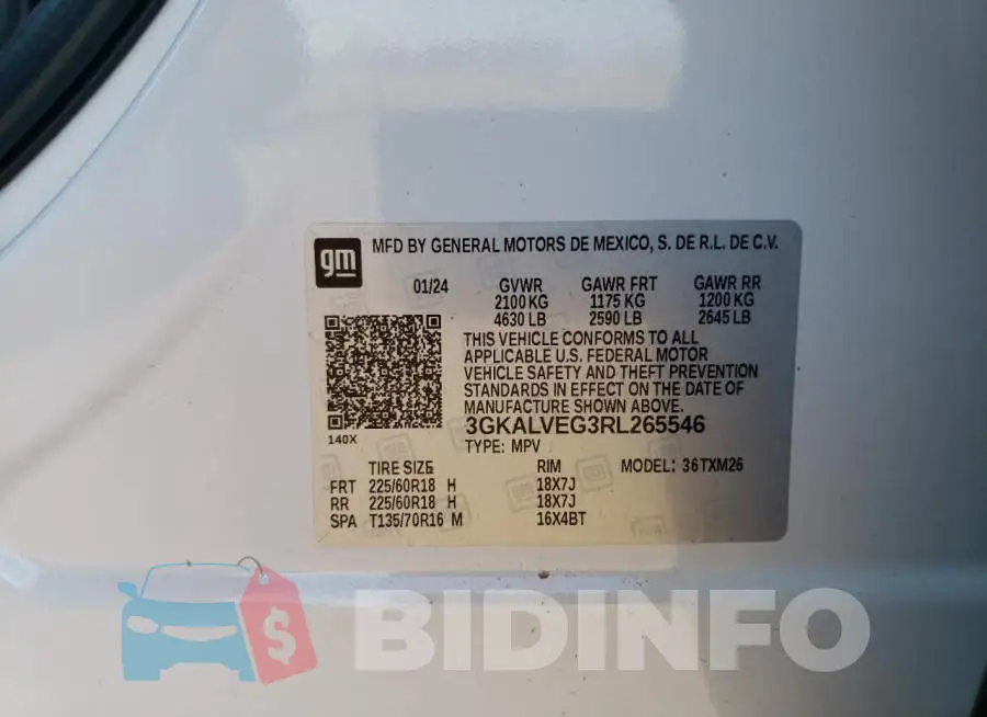 3GKALVEG3RL265546 Photo# 12