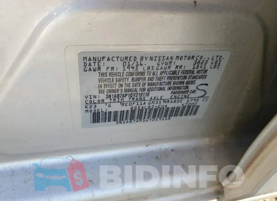 3N1AB7AP1GY219118 Photo# 12