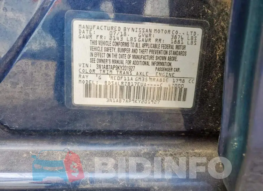 3N1AB7AP9KY201927 Photo# 13