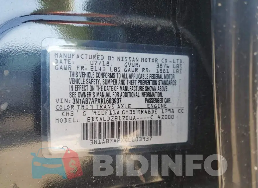 3N1AB7APXKL603937 Photo# 13