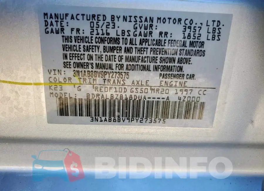 3N1AB8BV9PY273575 Photo# 12