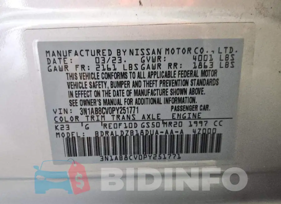 3N1AB8CV0PY251771 Photo# 12