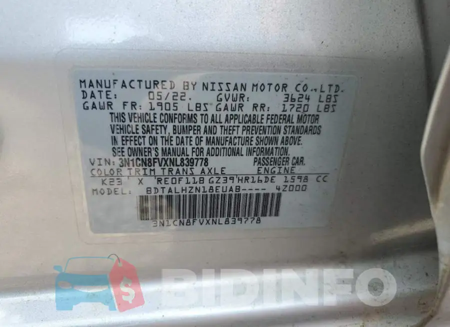 3N1CN8FVXNL839778 Photo# 12