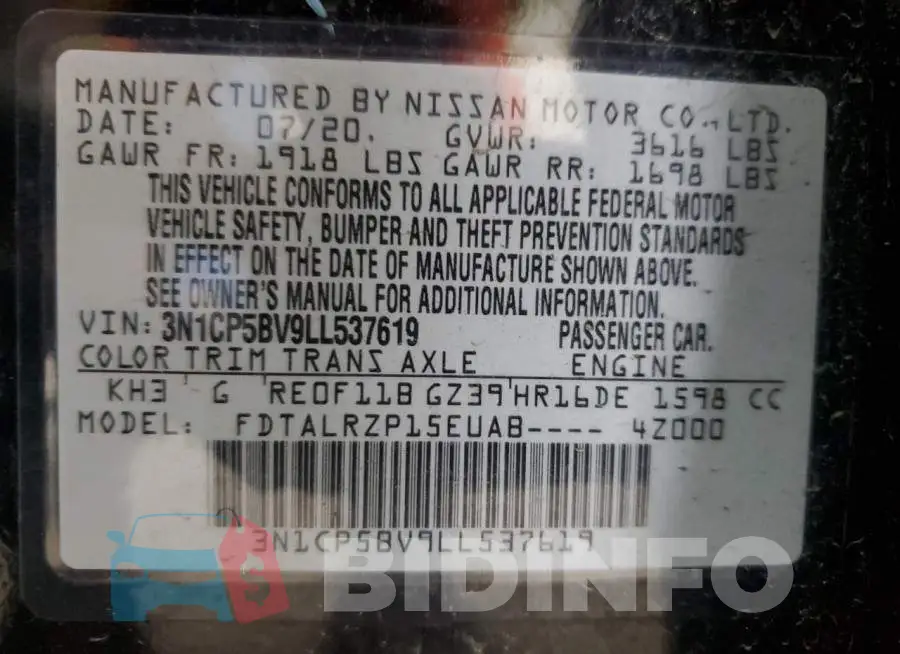 3N1CP5BV9LL537619 Photo# 13
