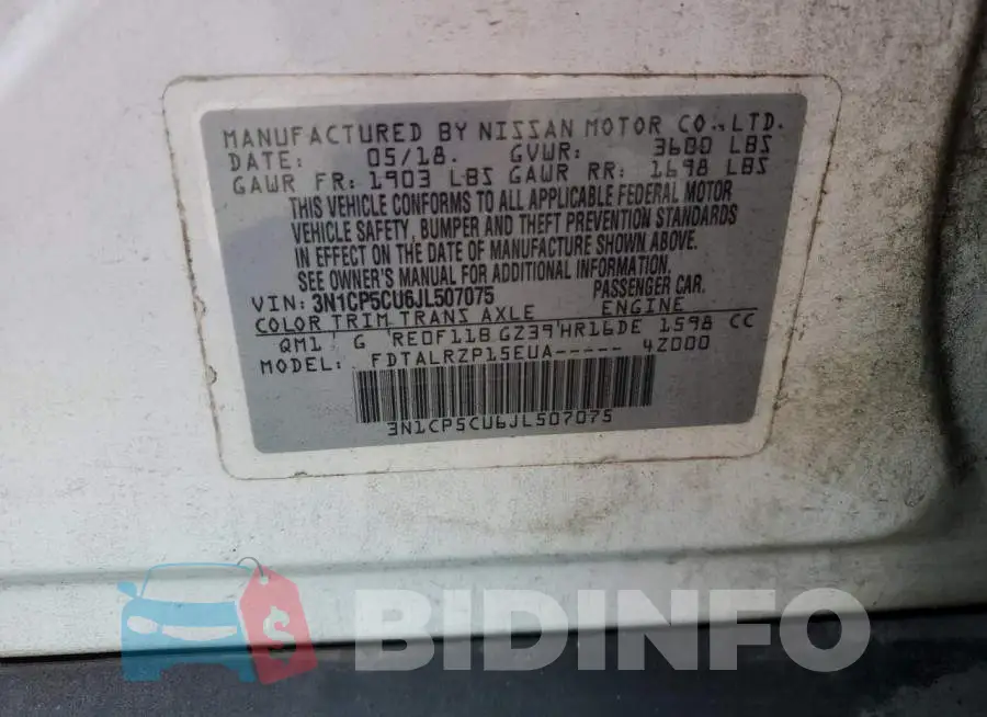 3N1CP5CU6JL507075 Photo# 13