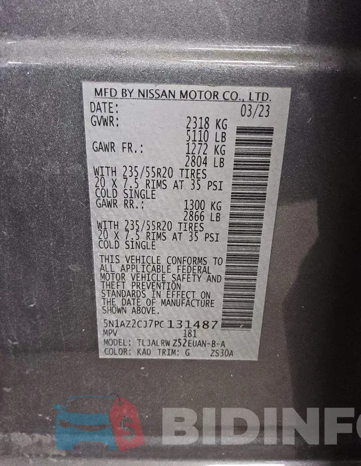 5N1AZ2CJ7PC131487 Photo# 12