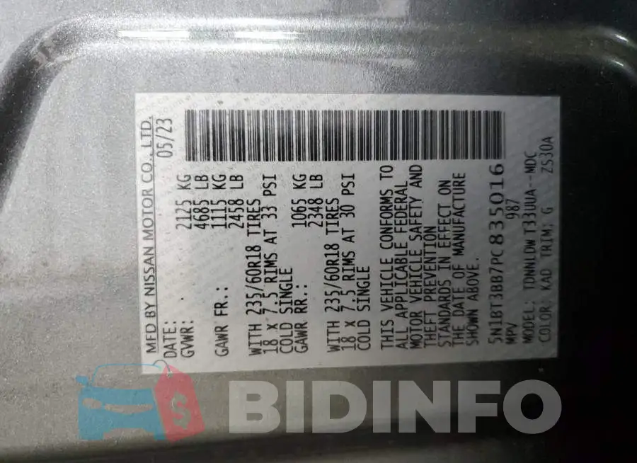 5N1BT3BB7PC835016 Photo# 13
