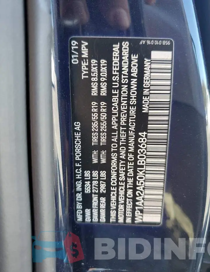 WP1AA2A50KLB03684 Photo# 13