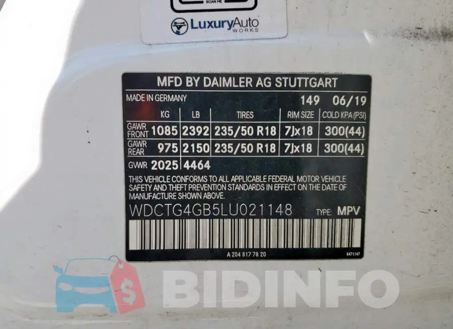 WDCTG4GB5LU021148 Photo# 14