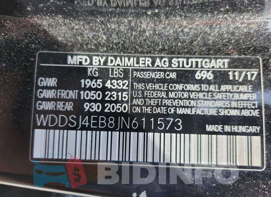 WDDSJ4EB8JN611573 Photo# 12