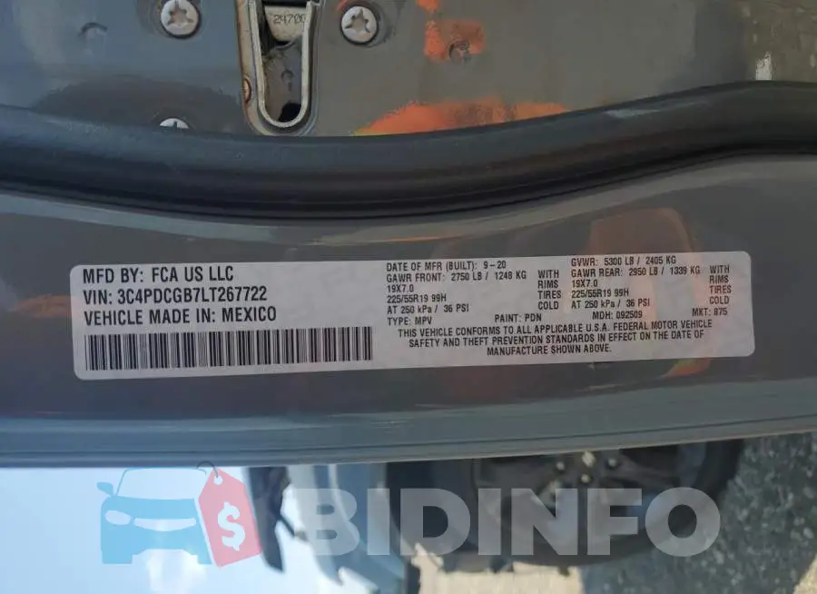 3C4PDCGB7LT267722 Photo# 13