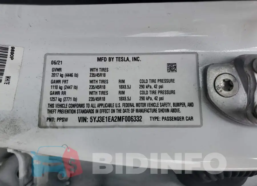 5YJ3E1EA2MF006332 Photo# 13
