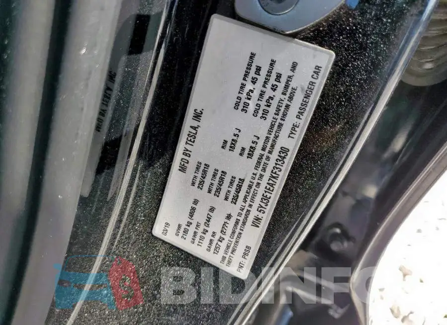 5YJ3E1EA7KF313430 Photo# 13