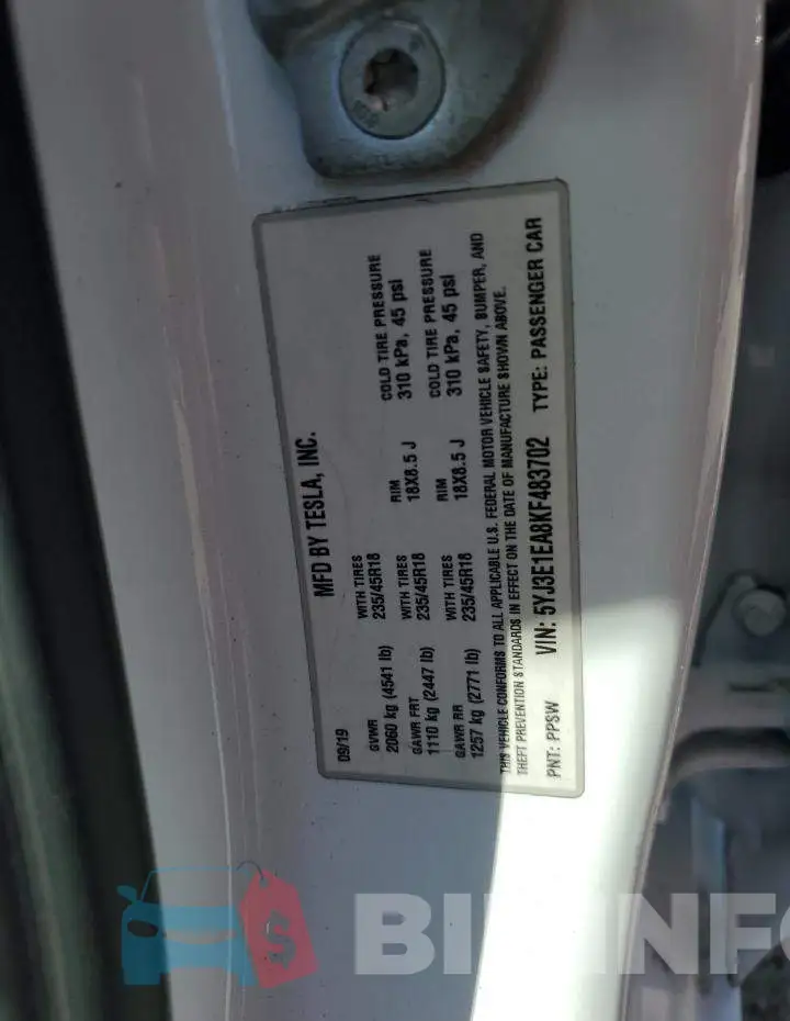 5YJ3E1EA8KF483702 Photo# 13