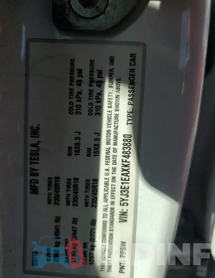 5YJ3E1EAXKF483880 Photo# 12