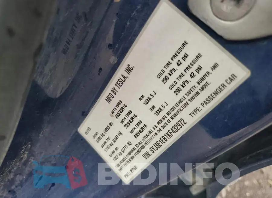 5YJ3E1EB1KF432972 Photo# 13