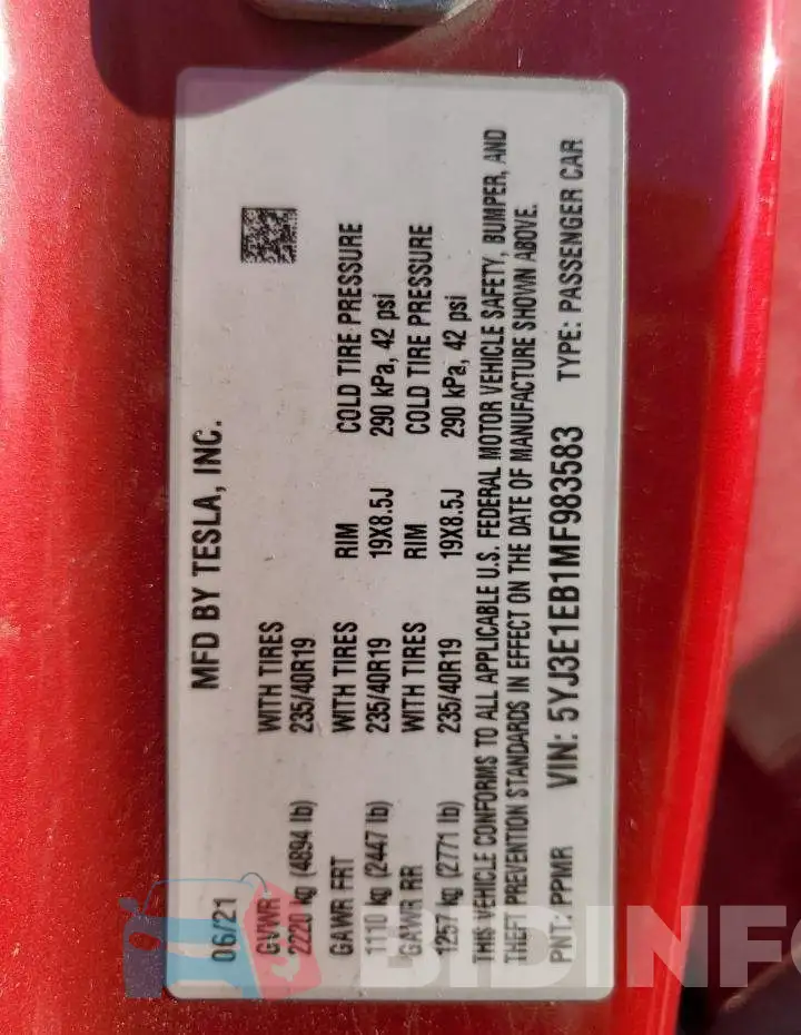 5YJ3E1EB1MF983583 Photo# 13