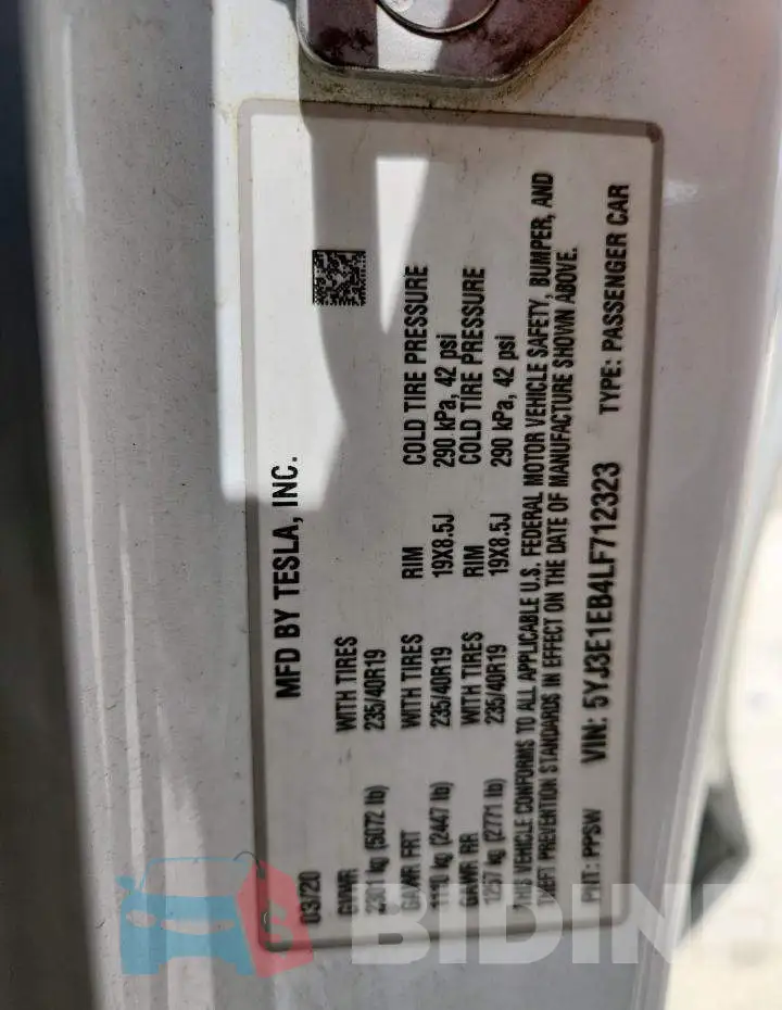 5YJ3E1EB4LF712323 Photo# 13