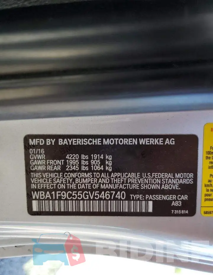 WBA1F9C55GV546740 Photo# 12