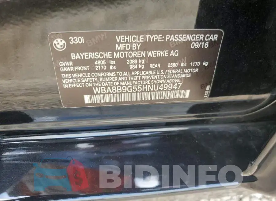 WBA8B9G55HNU49947 Photo# 12