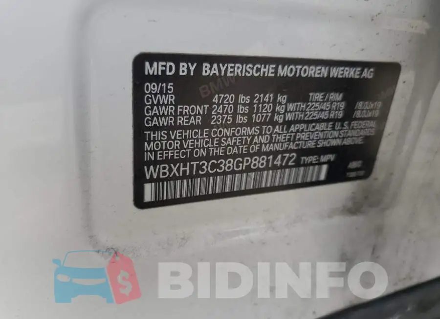 WBXHT3C38GP881472 Photo# 13