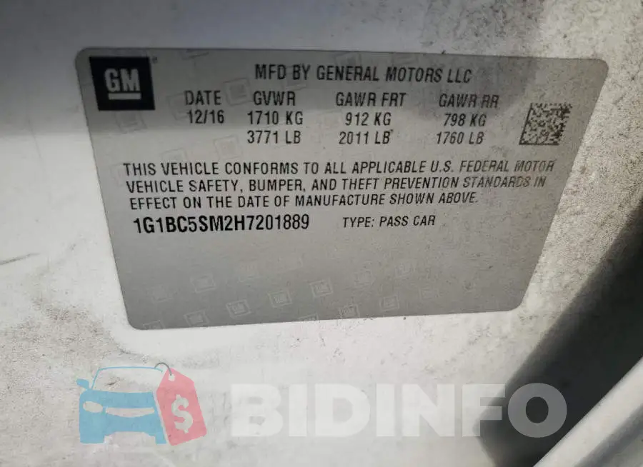 1G1BC5SM2H7201889 Photo# 12