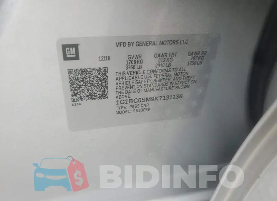 1G1BC5SM9K7131136 Photo# 12