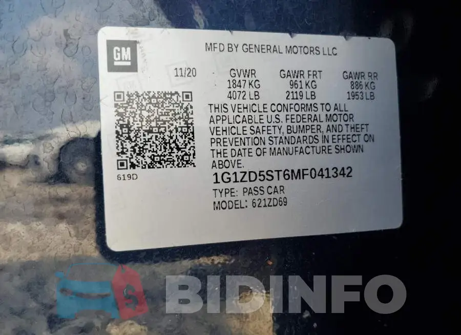 1G1ZD5ST6MF041342 Photo# 13
