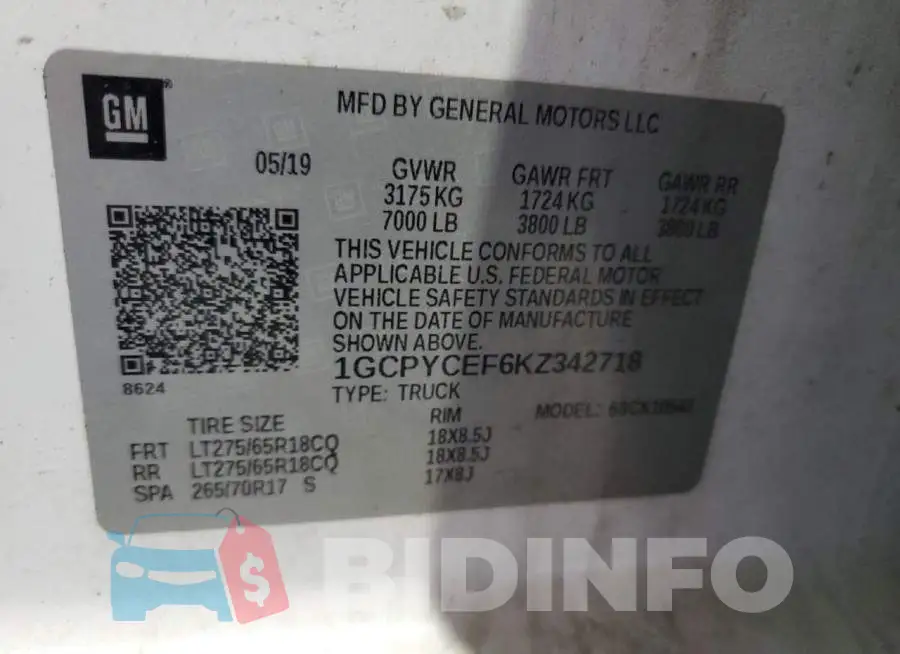 1GCPYCEF6KZ342718 Photo# 12