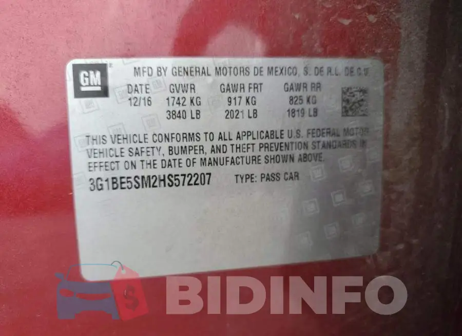 3G1BE5SM2HS572207 Photo# 12