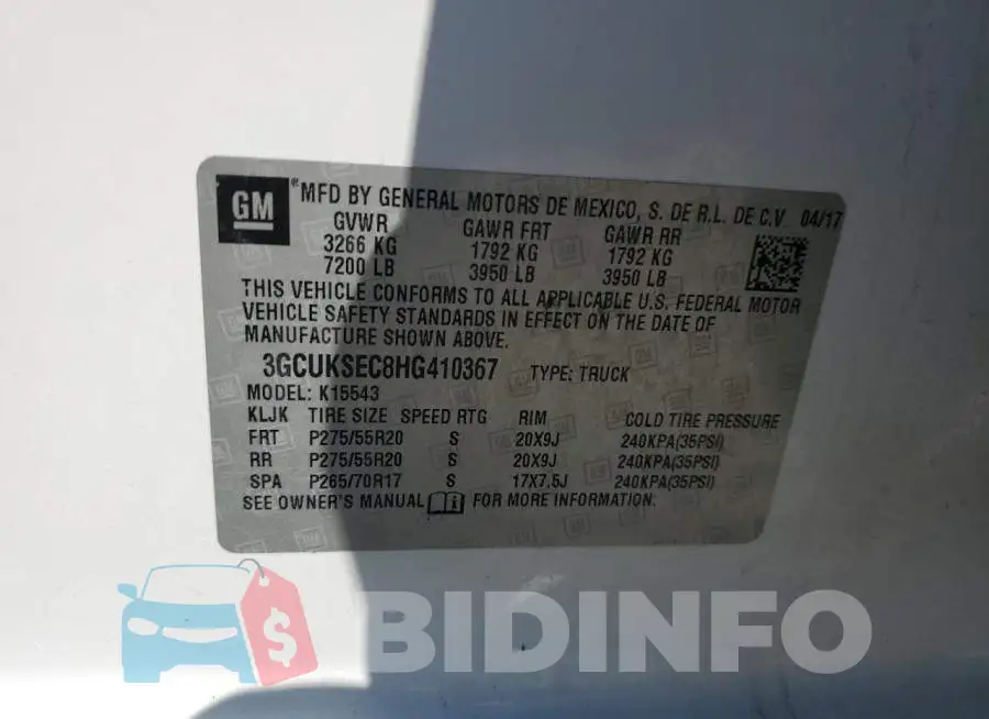 3GCUKSEC8HG410367 Photo# 12